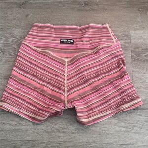 Muscle Nation Women's Pink Striped Bike Shorts